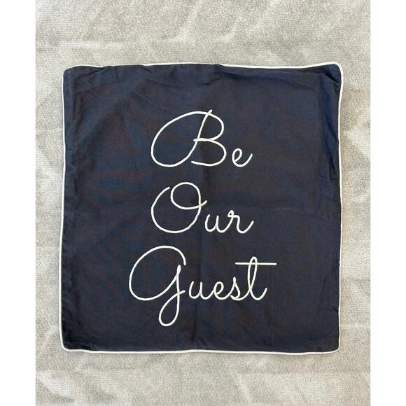 “Be Our Guest” Decorative Pillow Cover - 18x18 Gray Accent Cushion Case - Picture 1 of 4